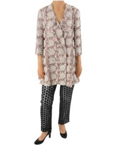 Black/White flowers/pink coat